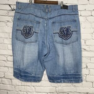Vintage Tupac Makaveli Iconic Embroidered Pocket M Loop Denim Shorts Size 48 Y2k